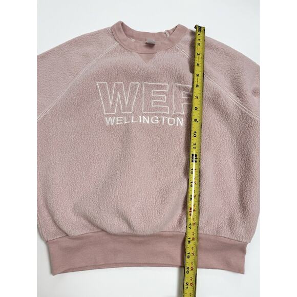 WEF Wellington Crop Crewneck Sweatshirt Women’s Small Pink Alternative Fuzzy - Picture 5 of 8